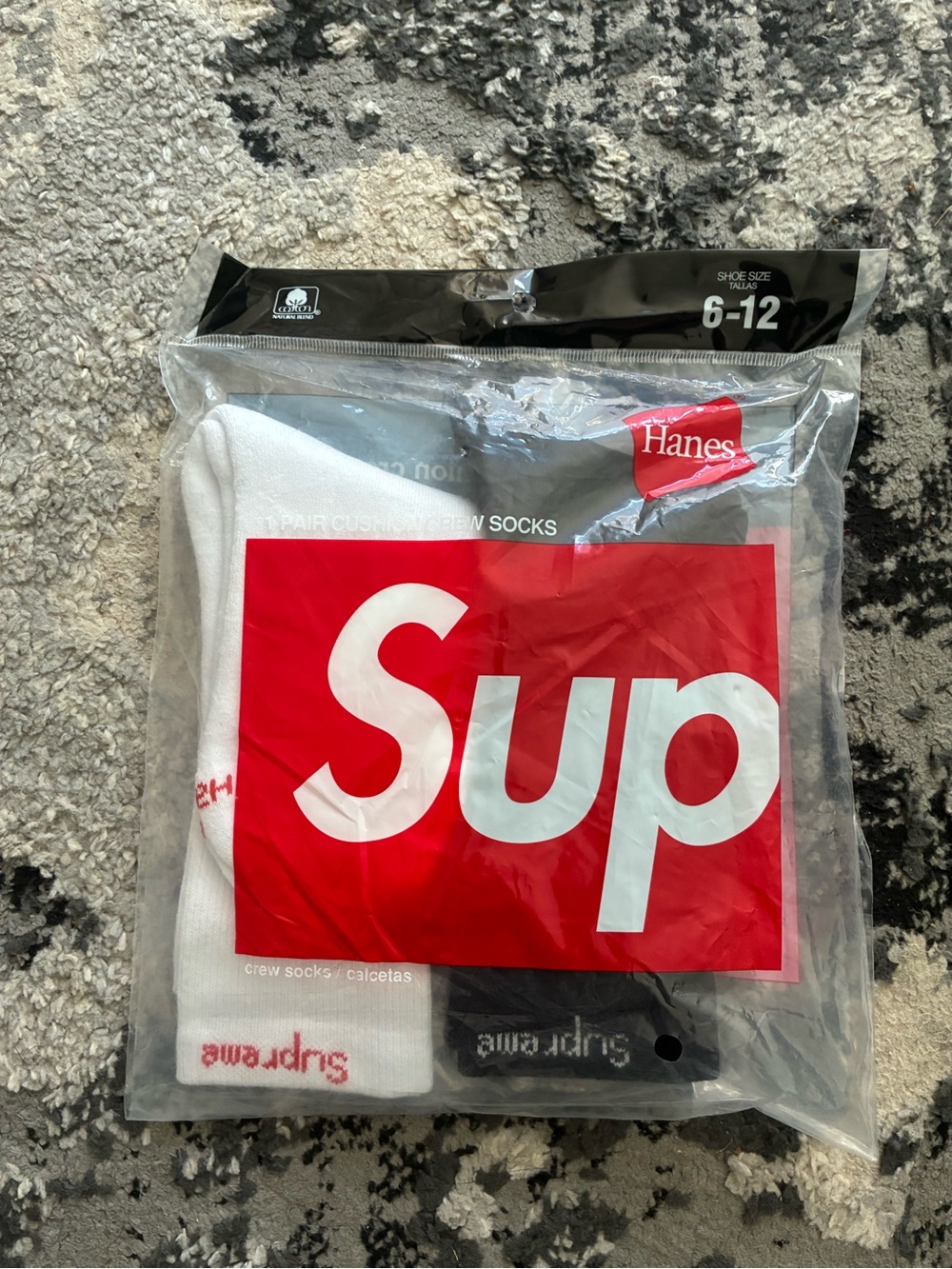 Hanes White & Red Athletic Crew Socks with Bold Red Logo